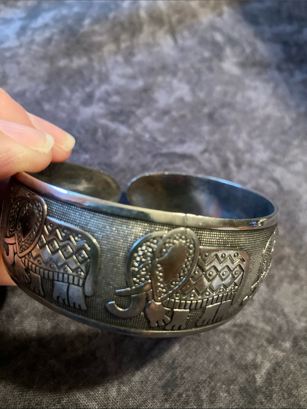 Handcrafted Elephant Motif Cuff Bracelet not magnetic